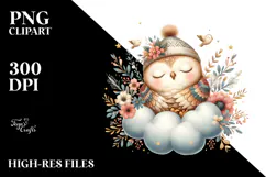 Cute Baby Owl Dressed for Summer, PNG Product Image 2