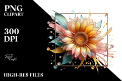 Shiny Sunflower Watercolor PNG Product Image 2