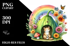 Cat House Rainbow Bird Butterfly Sublimation Clipart Product Image 3