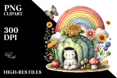 Cat House Rainbow Bird Butterfly Sublimation Clipart Product Image 2