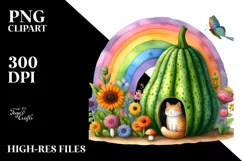Cat House Rainbow Bird Butterfly Sublimation Clipart Product Image 1