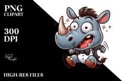 Silly Cartoon Rhino PNG Product Image 2
