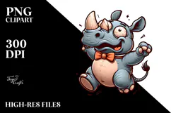 Silly Cartoon Rhino PNG Product Image 2