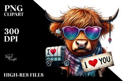 Highland Calf with Sunglasses PNG Product Image 2