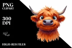 Funny Highland Cow with es PNG Product Image 3