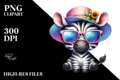 Colorful Baby Zebra with Sunglasses | Clipart Product Image 3