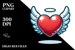 Cartoon Heart with Wings PNG Product Image 2