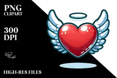 Cartoon Heart with Wings PNG Product Image 2