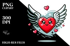 Cartoon Heart with Wings PNG Product Image 2