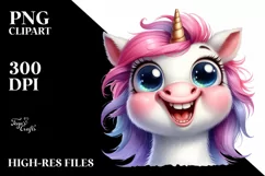 Funny Baby Expressive Unicorn Portrait PNG Product Image 1