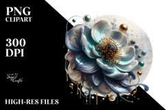 Abstract Anemone with Golden Insertions PNG Product Image 2