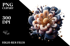 Abstract Anemone with Golden Insertions PNG Product Image 2
