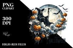Washed Watercolor Style Sitting Cloud Pumpkins Hanging PNG Product Image 2