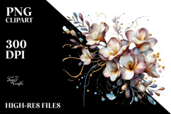 Glossy Freesia Watercolor Splash PNG Product Image 2