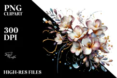 Glossy Freesia Watercolor Splash PNG Product Image 2