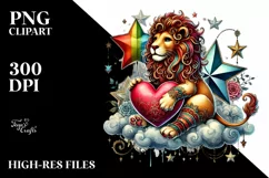 Adorned Lion on Star with Heart PNG Product Image 2