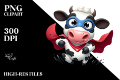 Holstein Cow with Superhero Cape, Vibrant PNG Product Image 2