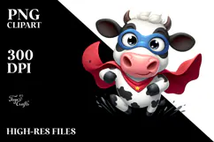 Holstein Cow with Superhero Cape, Vibrant PNG Product Image 2