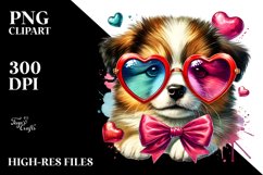 Puppy with Sunglasses and Heart Sign PNG Product Image 2