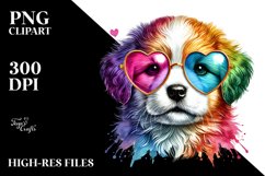 Puppy with Sunglasses and Heart Sign PNG Product Image 2