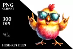 Funny Chicken with Rocker Sign | Clipart Product Image 1