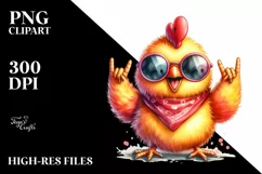 Funny Chicken with Rocker Sign | Clipart Product Image 3