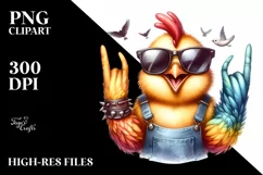 Funny Chicken with Rocker Sign | Clipart Product Image 1