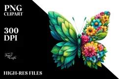 Abstract Vibrant Butterfly with Leaf Body PNG Product Image 1