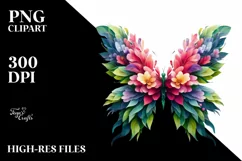 Abstract Vibrant Butterfly with Leaf Body PNG Product Image 1