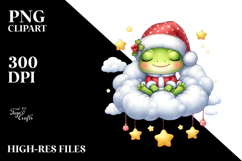 Cute Baby Frog Sleeping on the Cloud PNG Product Image 2