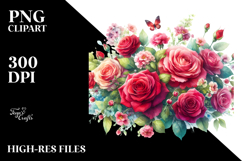 Colorful Red Roses Watercolor PNG Product Image 2