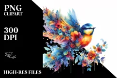 Vibrant Abstract Bird Flower Sticker | Watercolor Clipart Product Image 3