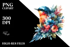 Vibrant Abstract Bird Flower Sticker | Watercolor Clipart Product Image 3