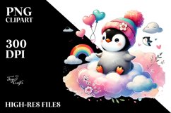 Colorful Penguin on Cloud, Transparent PNG Product Image 2
