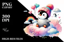 Colorful Penguin on Cloud, Transparent PNG Product Image 2