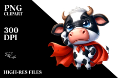 Holstein Cow with Superhero Cape, Digital Art PNG Product Image 2