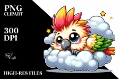 Baby Cockatoo Napping on a Cloud, PNG Product Image 2