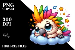 Colorful Baby Cockatoo on Cloud Clipart Product Image 3