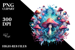 Magical Celestial Mushroom, Vibrant PNG Product Image 2