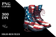 Detailed Boots USA Colors | Sublimation Clipart Product Image 3