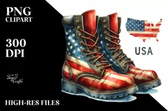 Detailed Boots USA Colors | Sublimation Clipart Product Image 3