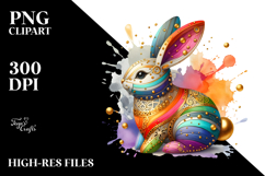 Wooden Bunny with Golden Insets, PNG Product Image 2