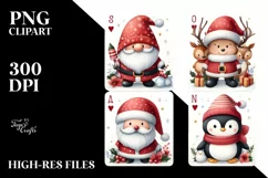 Cute Christmas Characters Playing Cards PNG Product Image 1