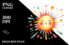 Watercolor Colorful Sun PNG Product Image 2