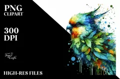 Vibrant Watercolor Bird PNG Product Image 1