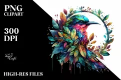 Abstract Vibrant Bird with Leaf Body PNG Product Image 3