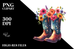 Colorful Cowboy Boots,Flower Pot with Flowers Clipart Product Image 2