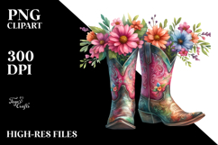 Colorful Cowboy Boots Flower Pot Clipart Product Image 2