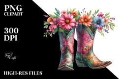 Colorful Cowboy Boots Flower Pot Clipart Product Image 2