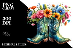 Colorful Cowboy Boots Flower Pot Clipart Product Image 2